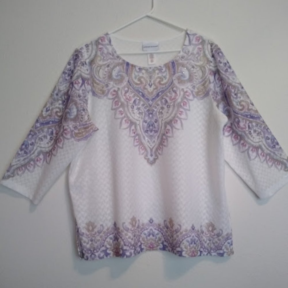 A Beautiful Alfred Dunner Pastel Top. Size Large 100% Polyester